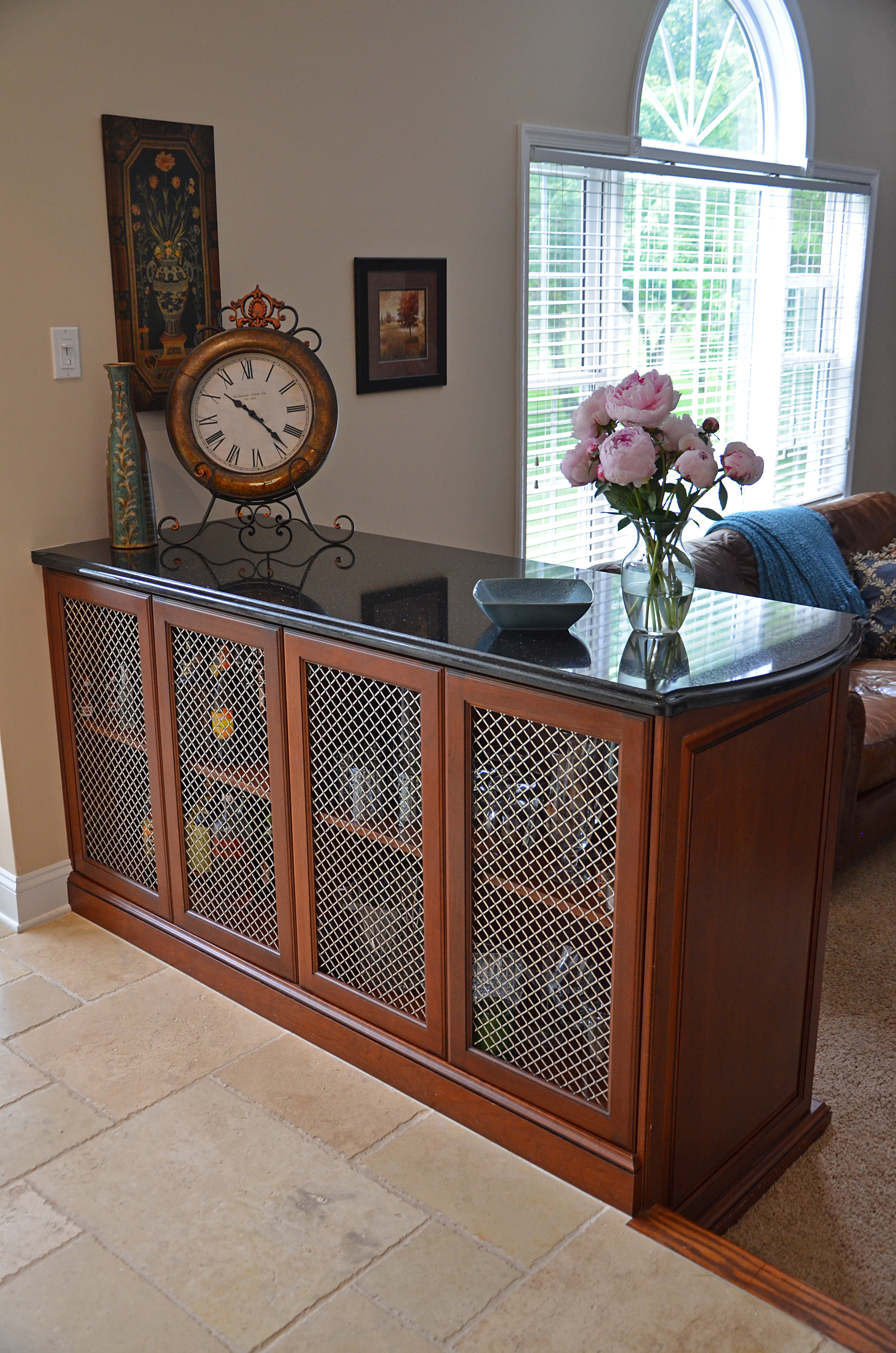Leaded Glass Cherry Kitchen Wall New Jersey By Design Line Kitchens
