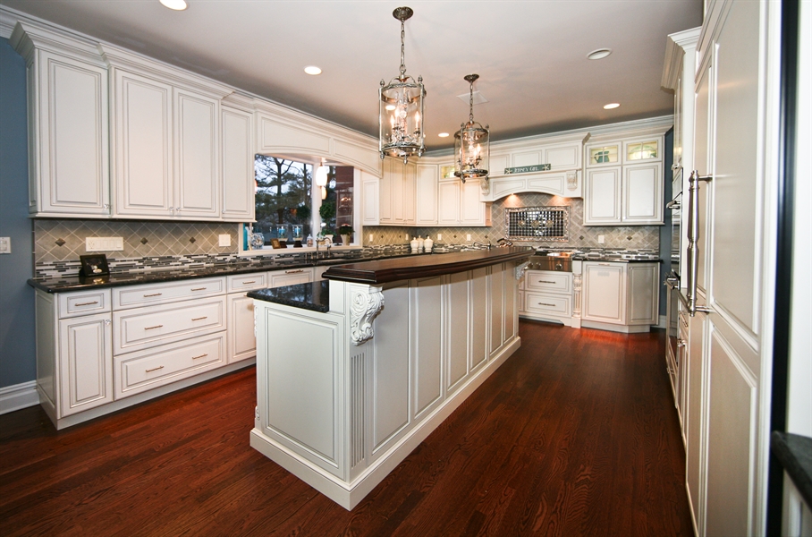 Raised Wood Bartop On Kitchen Island