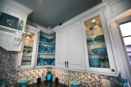 White Kitchen with Teal Accents