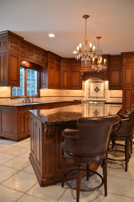 Kitchen Island with Leather Counterstools