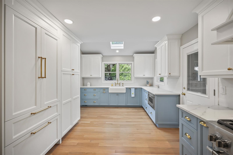 ramshorn drive renovation wall blue cabinetry