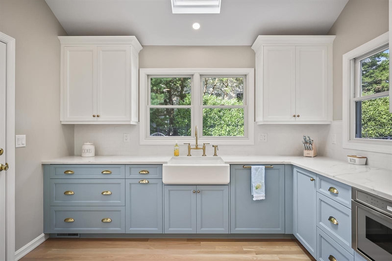 ramshorn drive renovation wall blue cabinetry